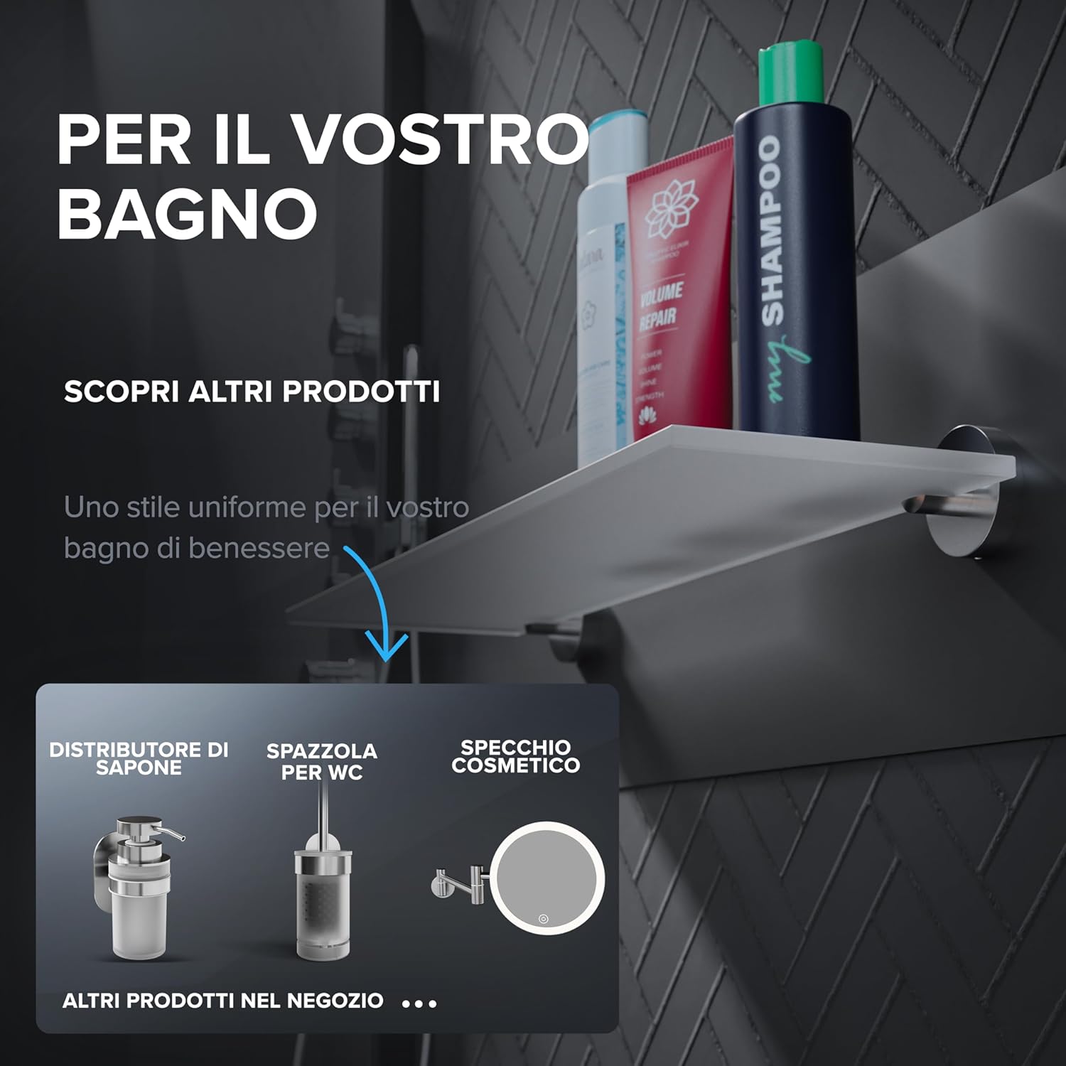 Thumbnail 5 de Ovimar Mensola da Bagno Nordborg in Acciaio Inox con Ripiano in Vetro