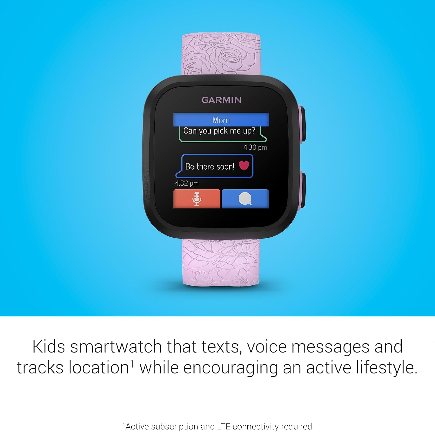 Detalle de Garmin Bounce™ Kids Smartwatch: Real-Time LTE GPS Tracking, Two-Way Messaging, and Swim-Friendly Design