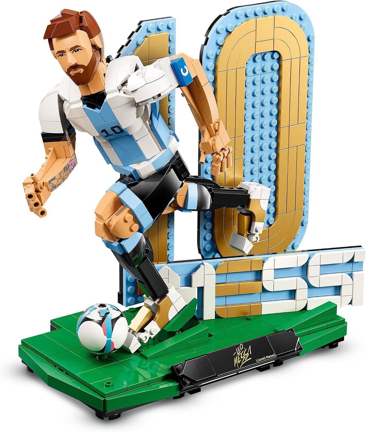 Detalle de LEGO Editions Lionel Messi: Leyenda del Fútbol – Maqueta 3D de Figura y dos poses