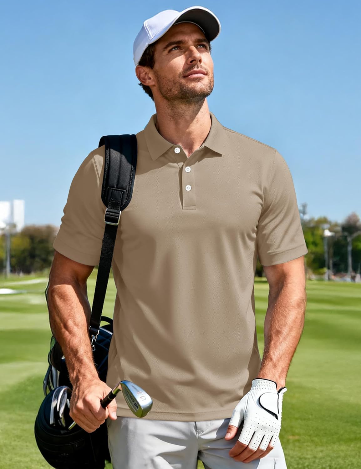 Detalle 2 de MAGCOMSEN Men's Quick-Dry Polo Shirt, Short-Sleeve Pique Jersey