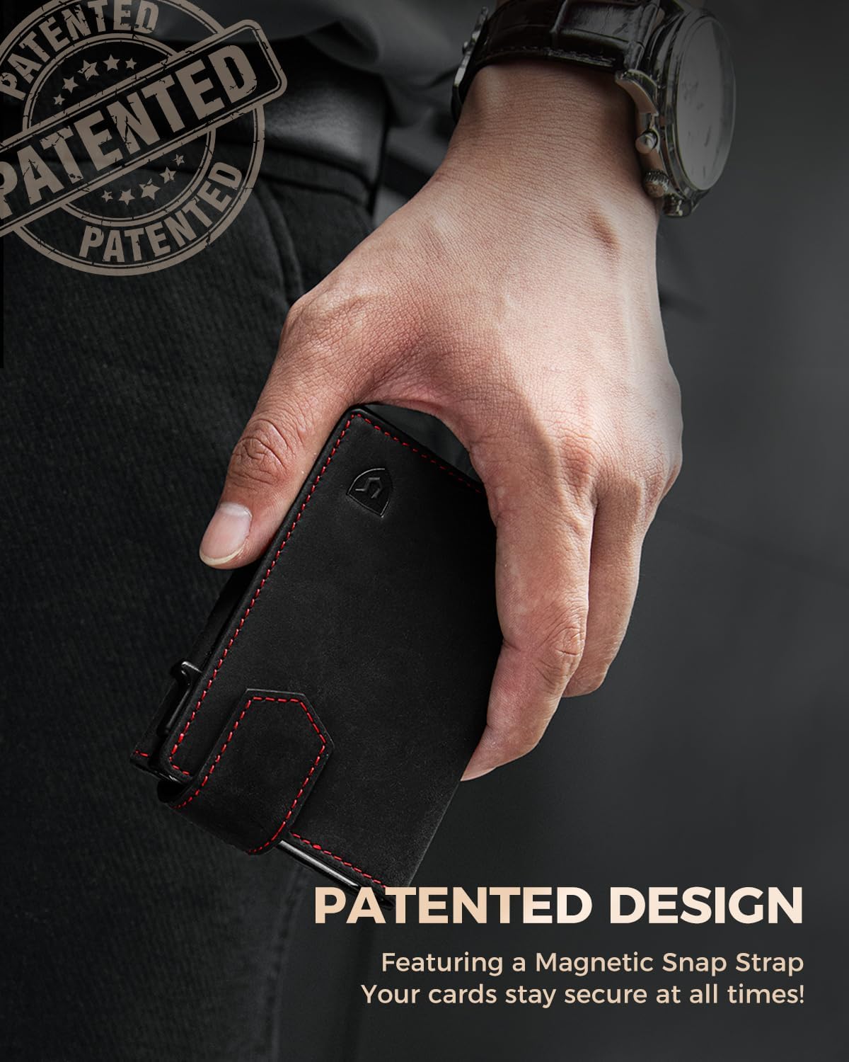 Thumbnail 5 de LORZOR Card Holder Magnetic Closure with XXL Coin Pocket: Slim, RFID‑Protected Leather Wallet