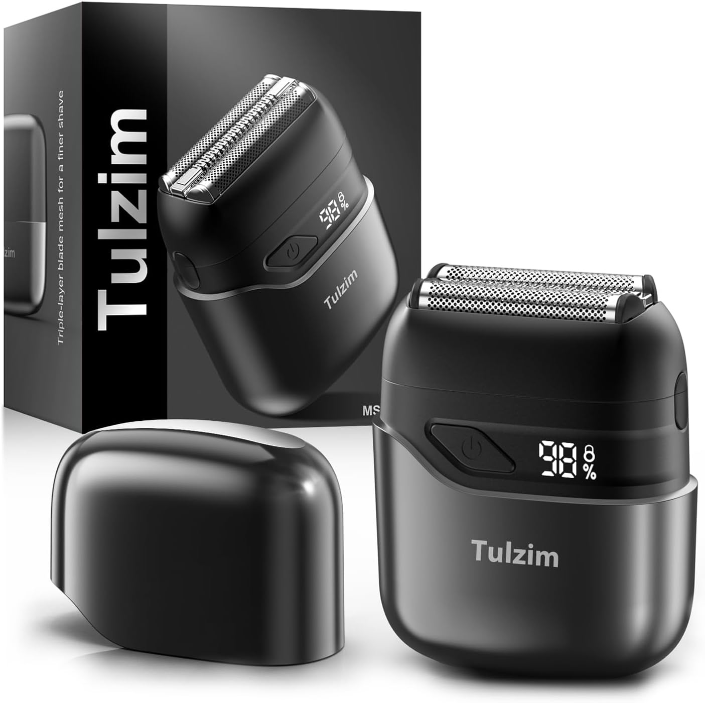 Detalle de Tulzim Electric Foil Shaver for Men: Cordless Wet/Dry Razor with 3 Floating Blades & 100-Min Runtime