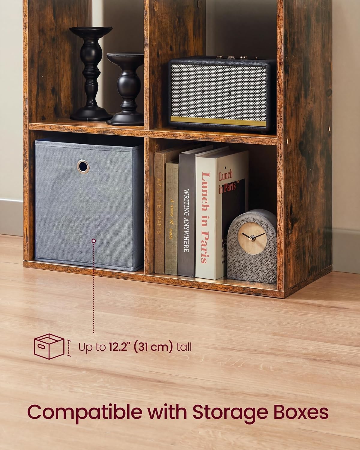 Thumbnail 5 de VASAGLE LBC168K01 10-Cube Bookcase, Rustic Brown Industrial Shelving Unit