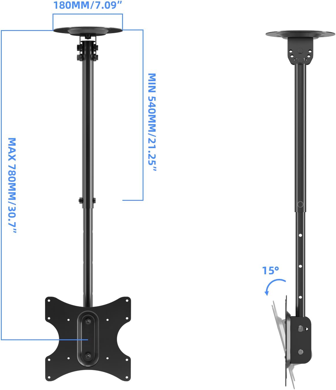 Detalle de Suptek MC3260 Supporto TV da soffitto regolabile 23–43" con VESA fino a 200x200 e carico 35 kg
