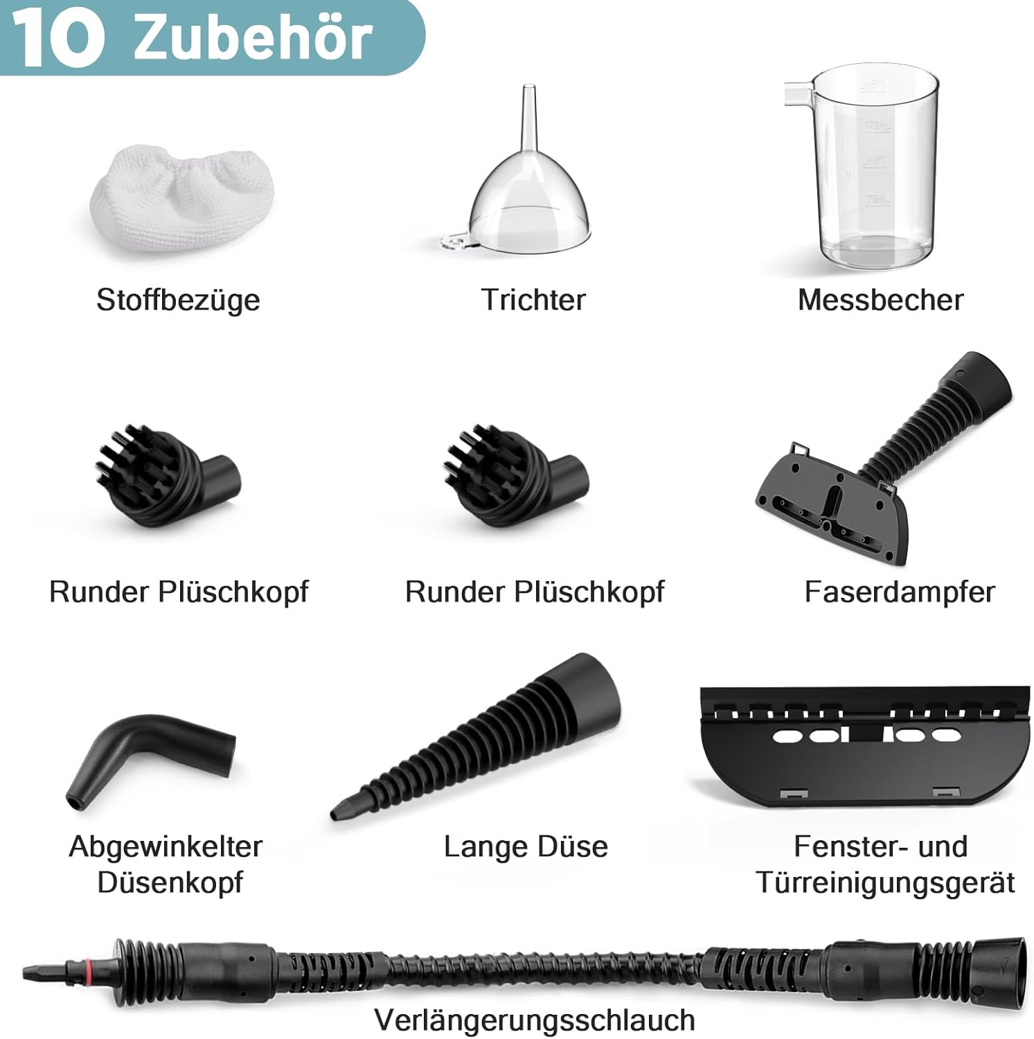 Thumbnail 6 de AKPIAN Handdampfreiniger 1050 W – 10-teiliges Zubehörset für chemiefreie Reinigung