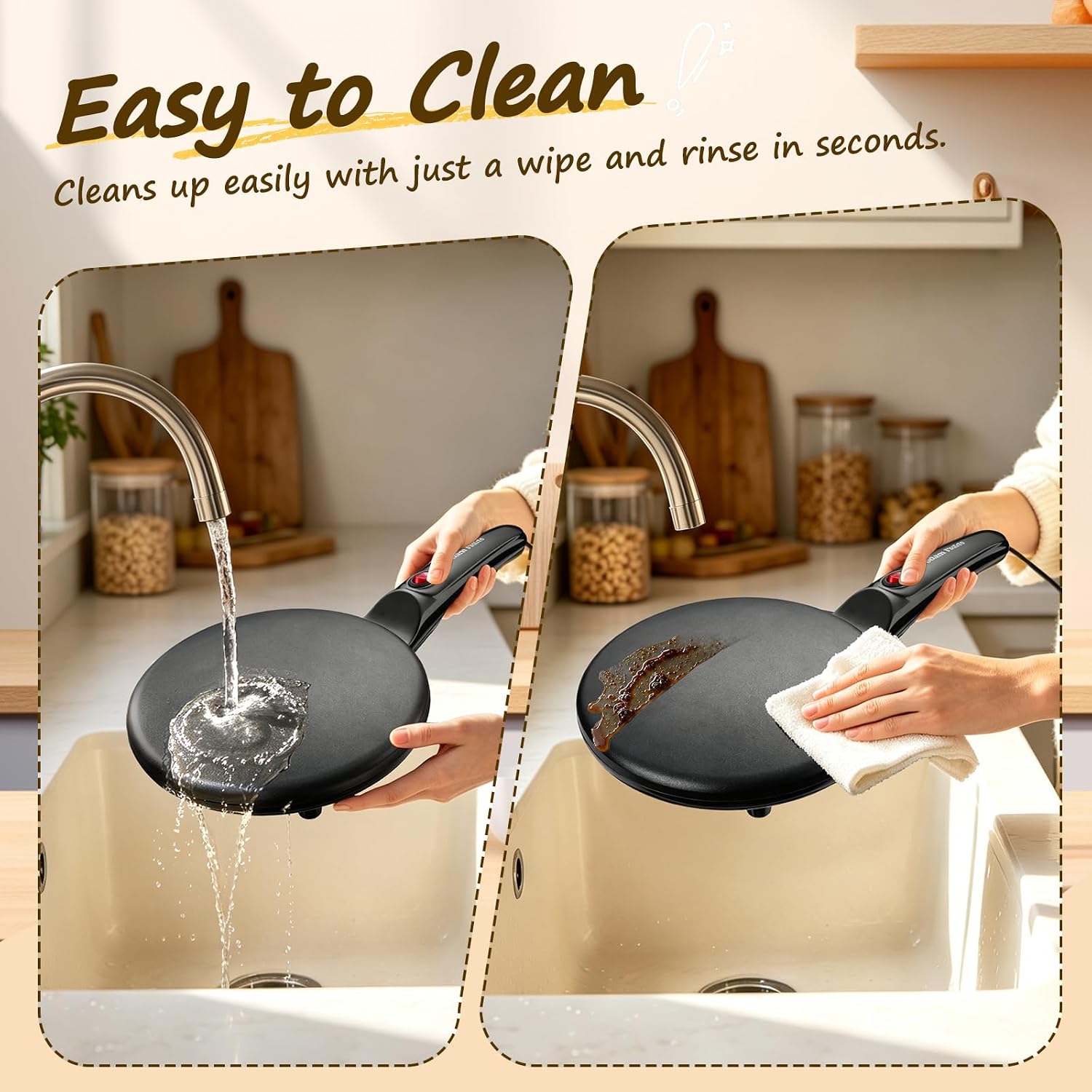 Detalle de Electric Crepe Maker with 8" Nonstick Pan — 800W, Auto Temp Control