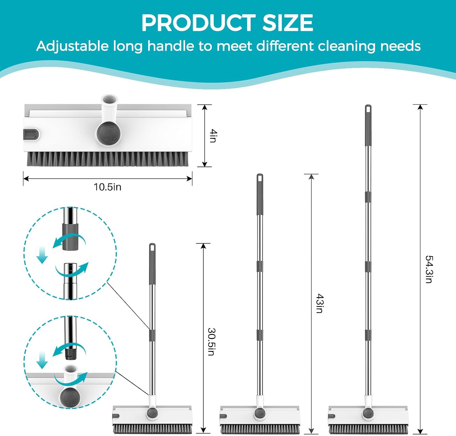 Detalle 2 de SetSail k065 3-in-1 Floor Scrub Brush with Adjustable Handle