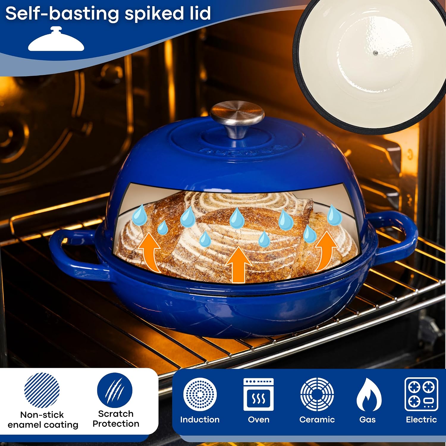 Detalle de Nuovva 6-Quart Dutch Oven for Sourdough Bread ๐ฒ