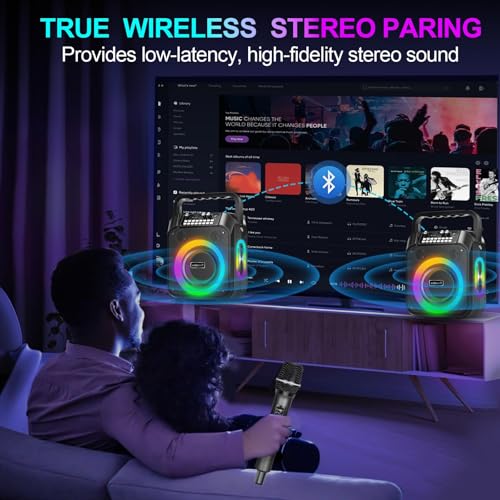 Detalle de Macchina Karaoke socodox: Sistema PA portatile con 2 microfoni wireless, Bluetooth 5.3 e luce RGB