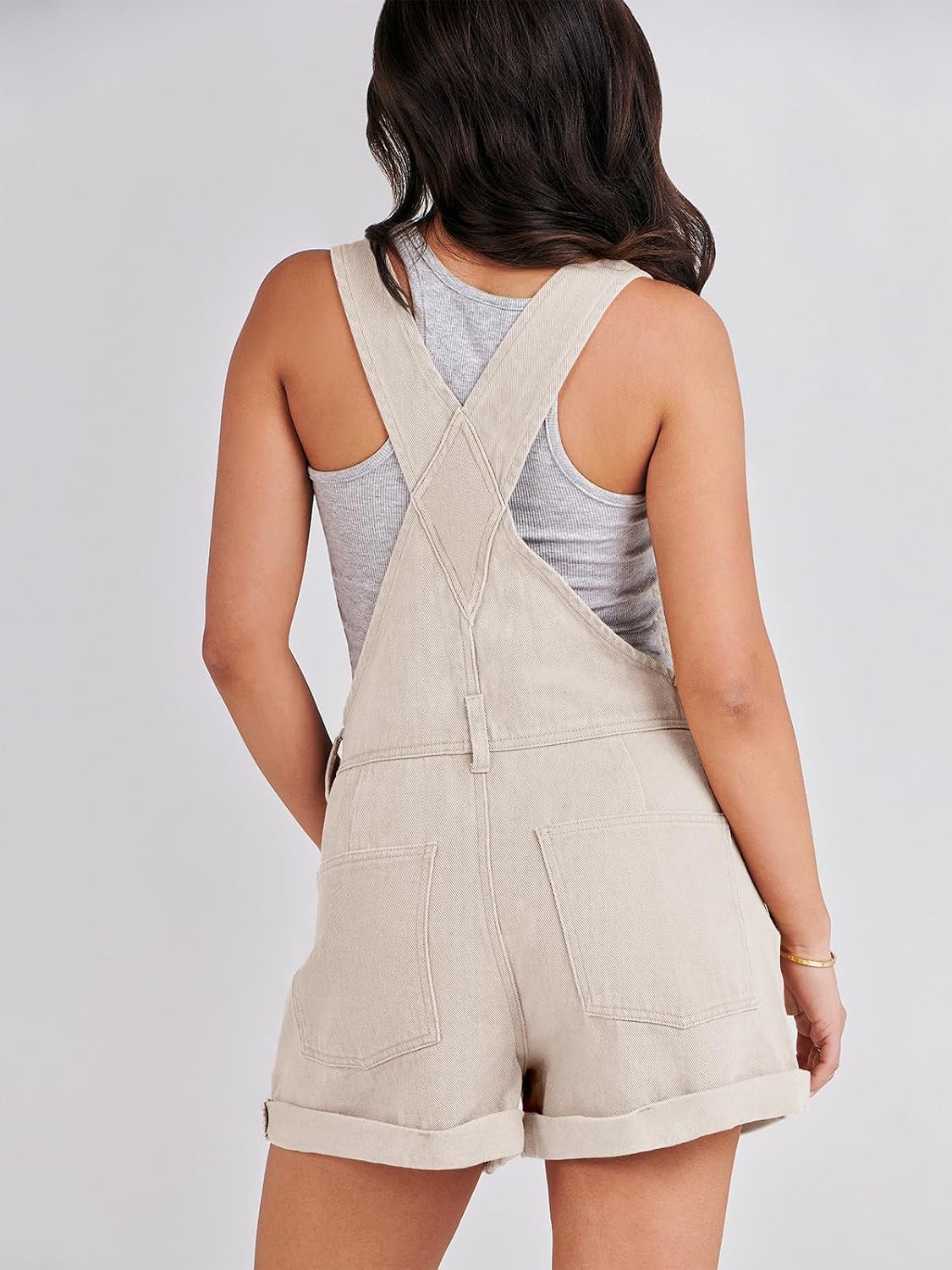 Detalle de ANRABESS Denim Overalls for Women: 2026 Summer Shortalls, Adjustable Straps, Loose Fit