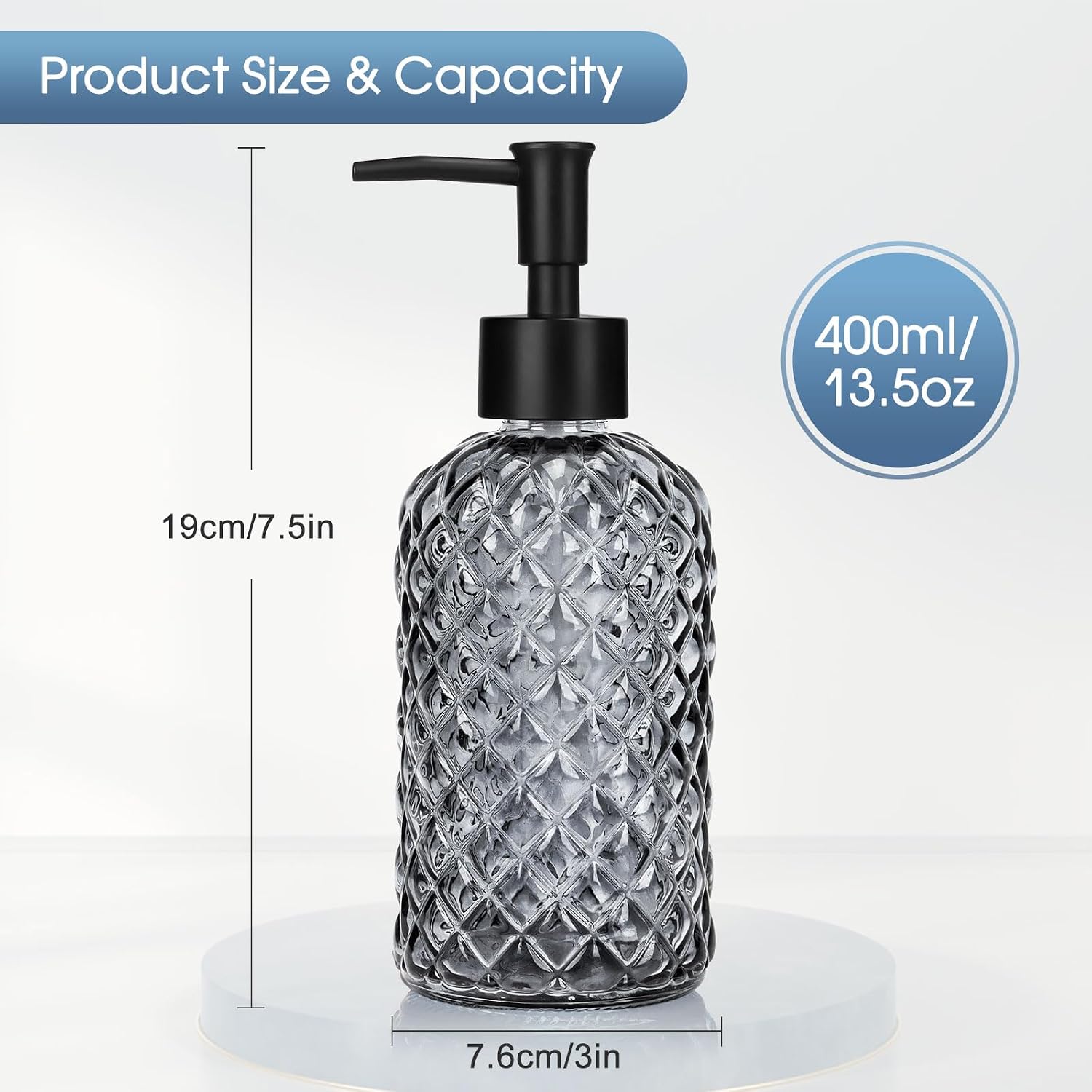 Detalle 1 de Glass Soap Dispenser Set, 13 oz