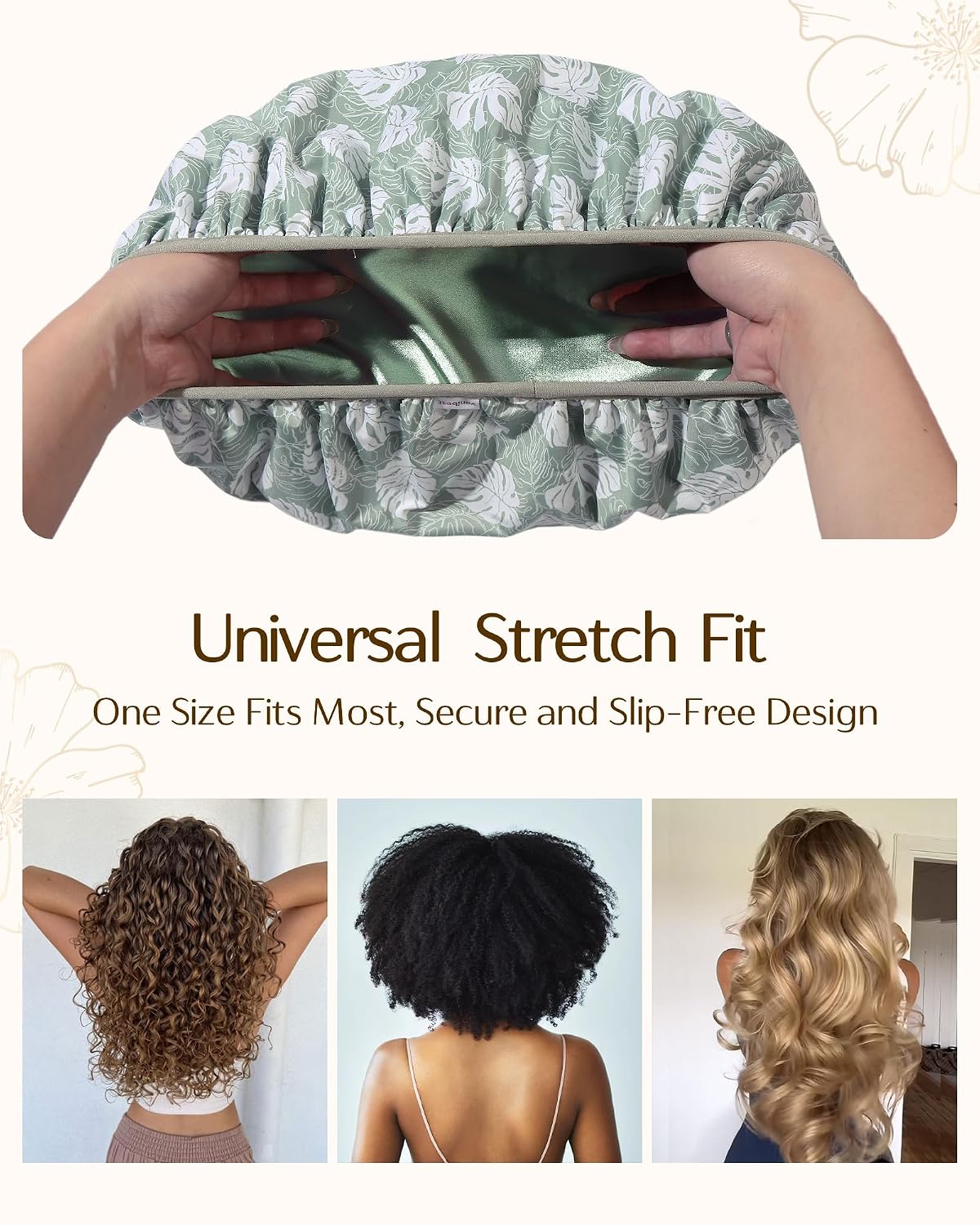 Thumbnail 4 de Yanibest Shower Cap for Women - Frizz Free Satin Lined, Waterproof, Large Double Layer Reusable with Soft Elastic Band
