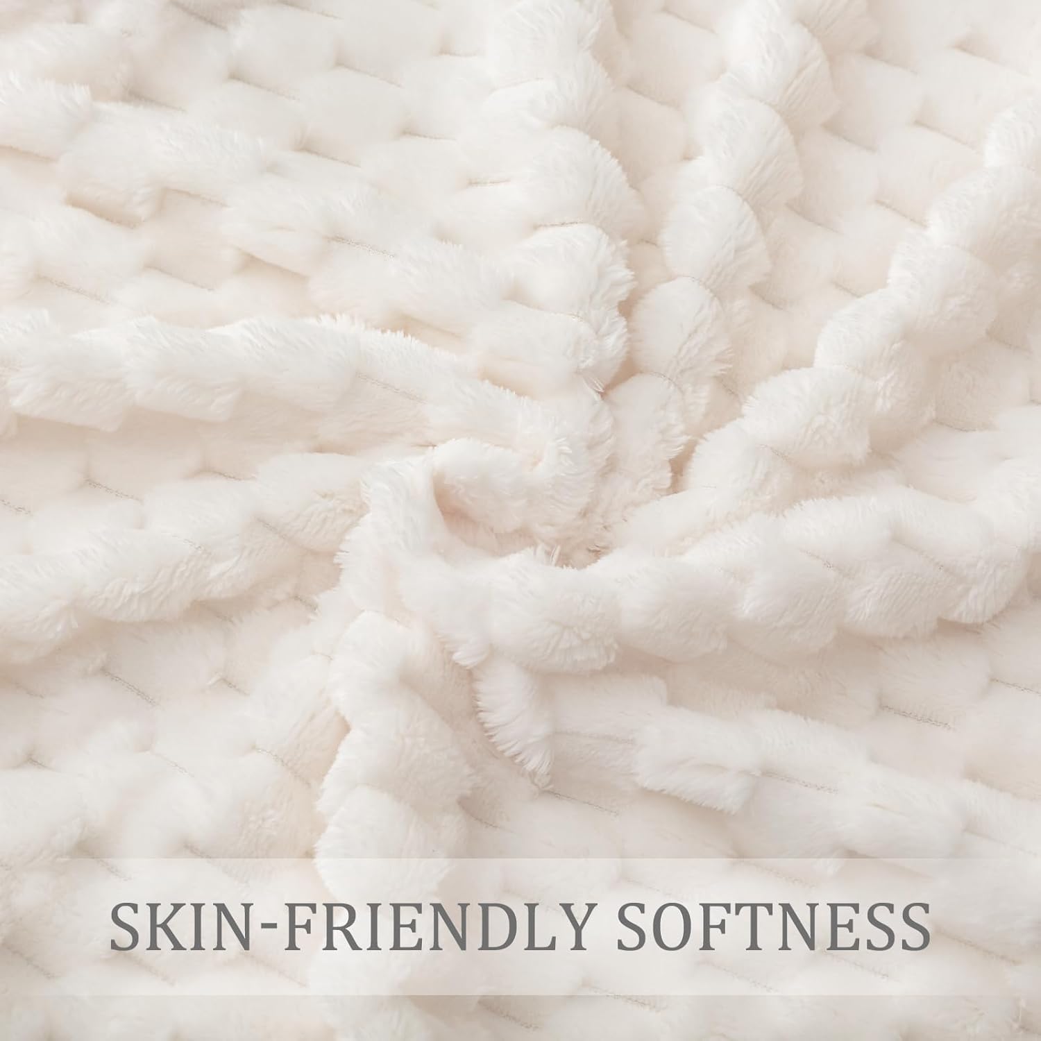 Thumbnail 5 de Exclusivo Mezcla fleece throw blanket for couch (extra large, fuzzy ivory, 50x70 inches)