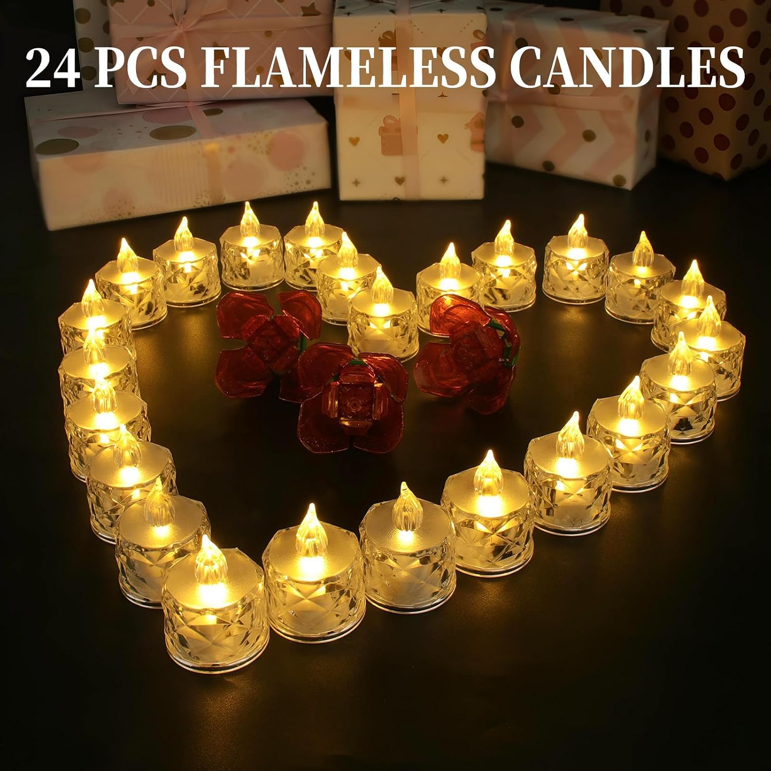 Thumbnail 1 de ZCOINS CBjj645-1 LED Tea Light Candles, 24-Pack, Warm White, Clear Crystal