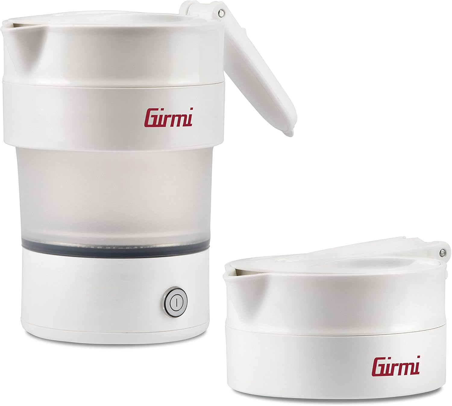 Detalle de Girmi BL03 Zusammenklappbarer Reise-Wasserkocher – 0,6 L, 600 W, Silikon-Kanne, BPA-frei, abnehmbares Kabel, Weiß