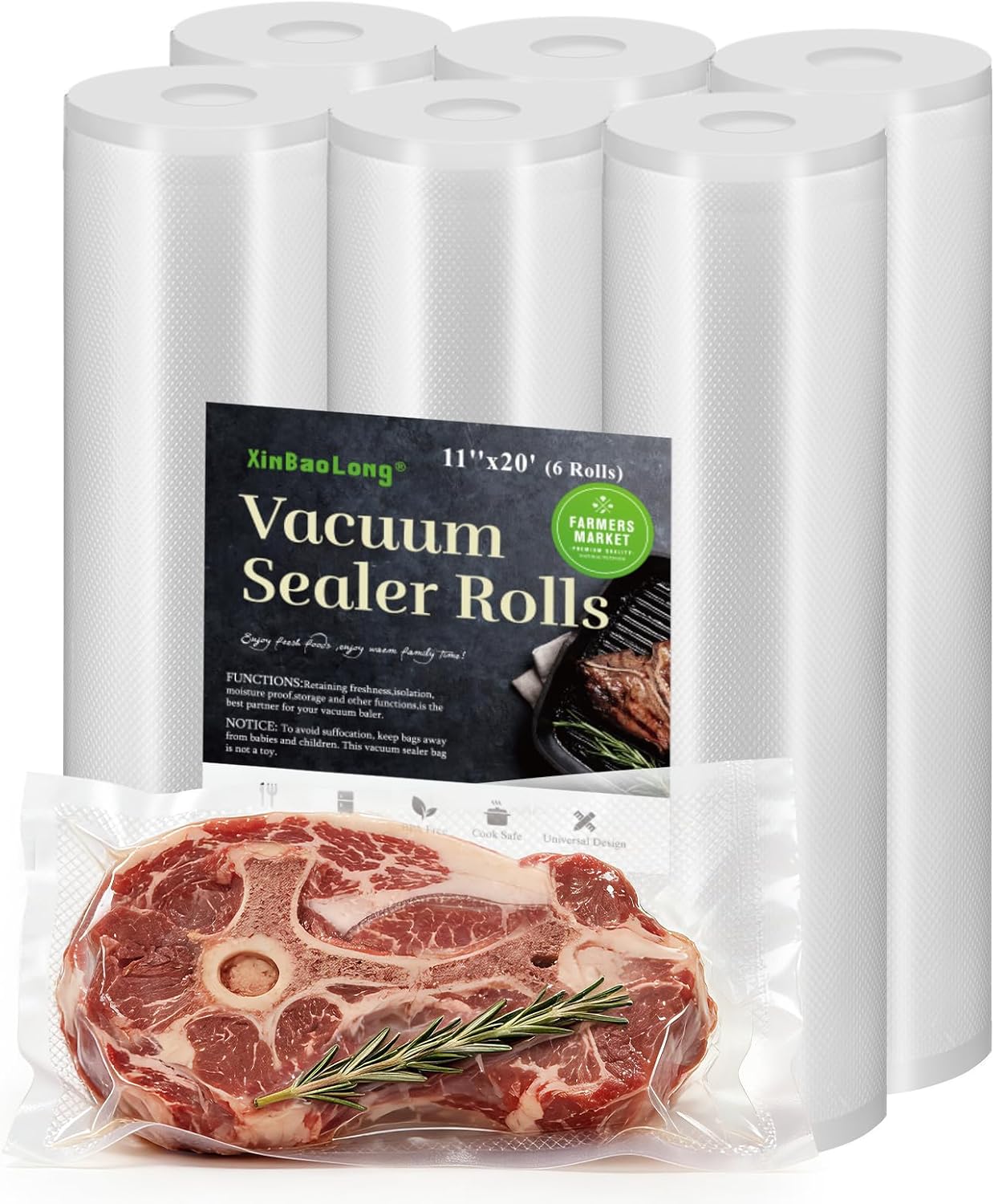 Thumbnail 5 de Vacuum Sealer Bags For Food 6-Pack 11" x 20' rolls