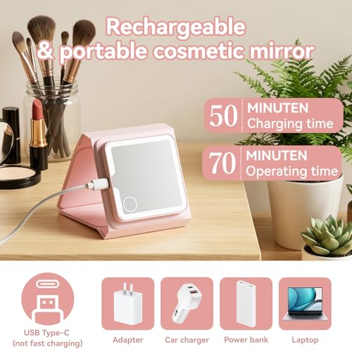 Detalle de belleskin Premium LED Compact Mirror: 1X/5X/10X Travel Edition