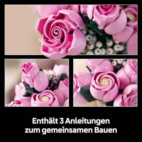 Detalle de LEGO Botanicals Rosa Rosenstrauß 10374 – Kunstblumen DIY-Deko für Erwachsene