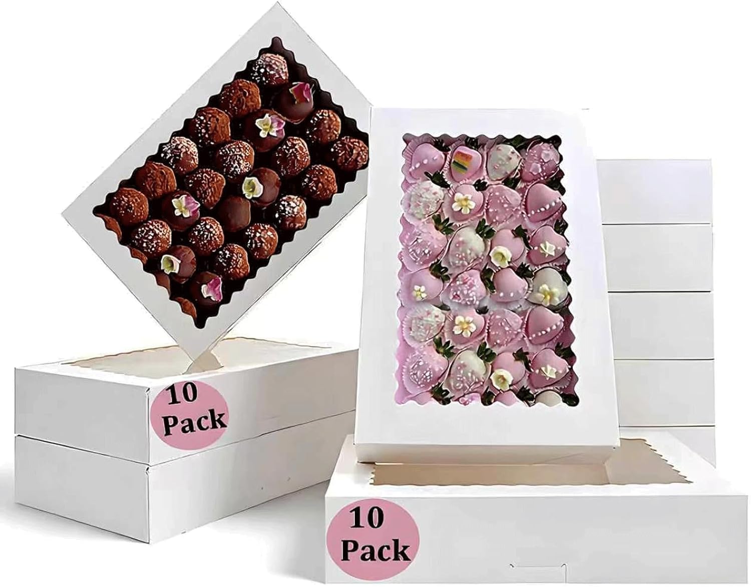 Detalle de CUESVAP Bakery-10 koekjesdozen met venster, 10 stuks, 30,4 x 20,3 x 6,5 cm