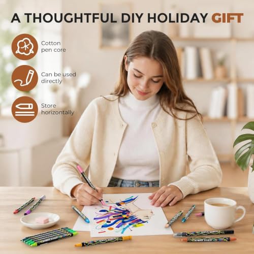 Thumbnail 6 de Betem 24 Colors Dual Tip Acrylic Paint Markers – Dual Tip Craft Kit for Fabric & More