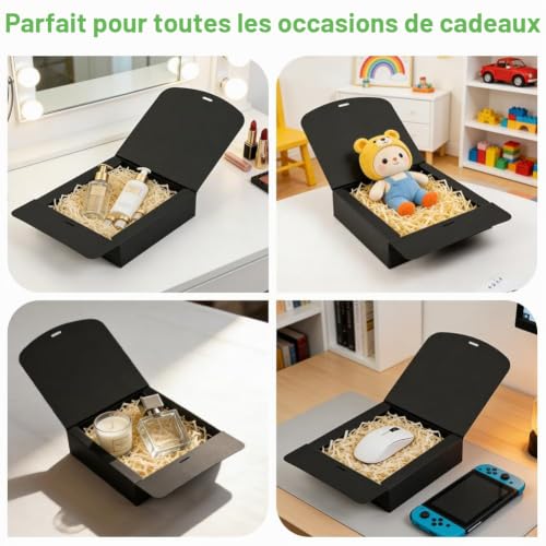 Thumbnail 3 de AOOSU Boîte Cadeau avec Couvercle — Lot de 10 boîtes pliables 16,5 x 16,5 x 5 cm noires