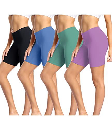 Detalle de wirarpa Anti Frottement Cuisse Femme Short sous Robe Panty Coton Shorty Lot de 4 – Noir/Bleu/Vert/Violet, Taille M