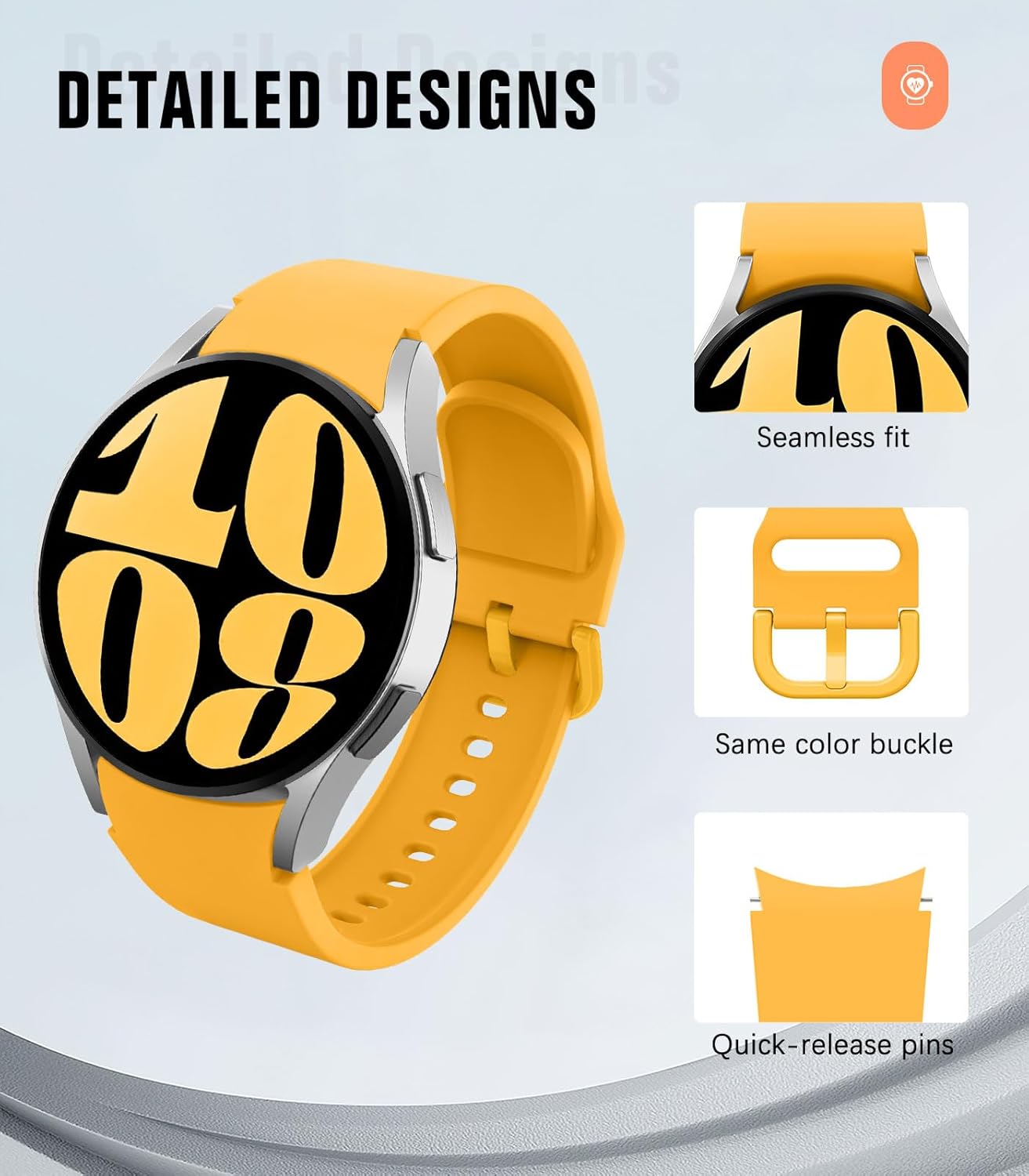 Thumbnail 4 de MoKo no-gap silicone replacement straps for Samsung Galaxy Watch 7/6/5/4 (40–47mm)