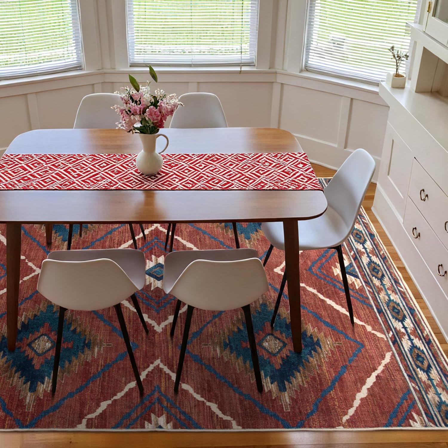 Thumbnail 5 de BESTSWEETIE 8x10 Area Rug (Machine Washable, Non-Slip) – Tribal Western Print in Red/Orange