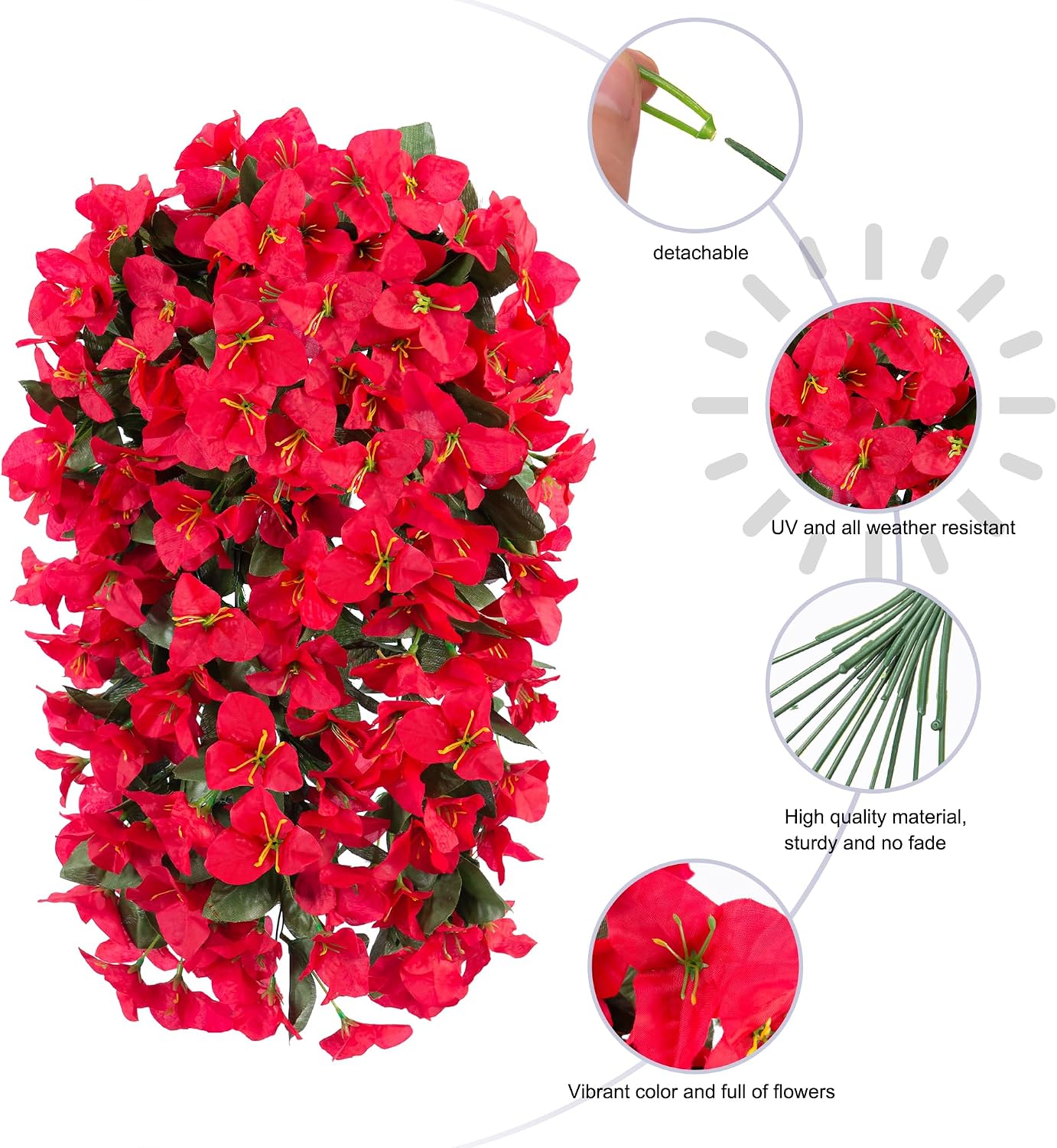 Thumbnail 6 de Faux Bougainvillea Artificial Flowers (2 Bundles) UV-Resistant Long Trailing Vines for Outdoor Planters & Porches