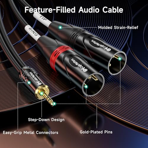 Detalle 2 de Cable Matters 3.5mm Mini Jack to Dual XLR Male Cable 1.8m