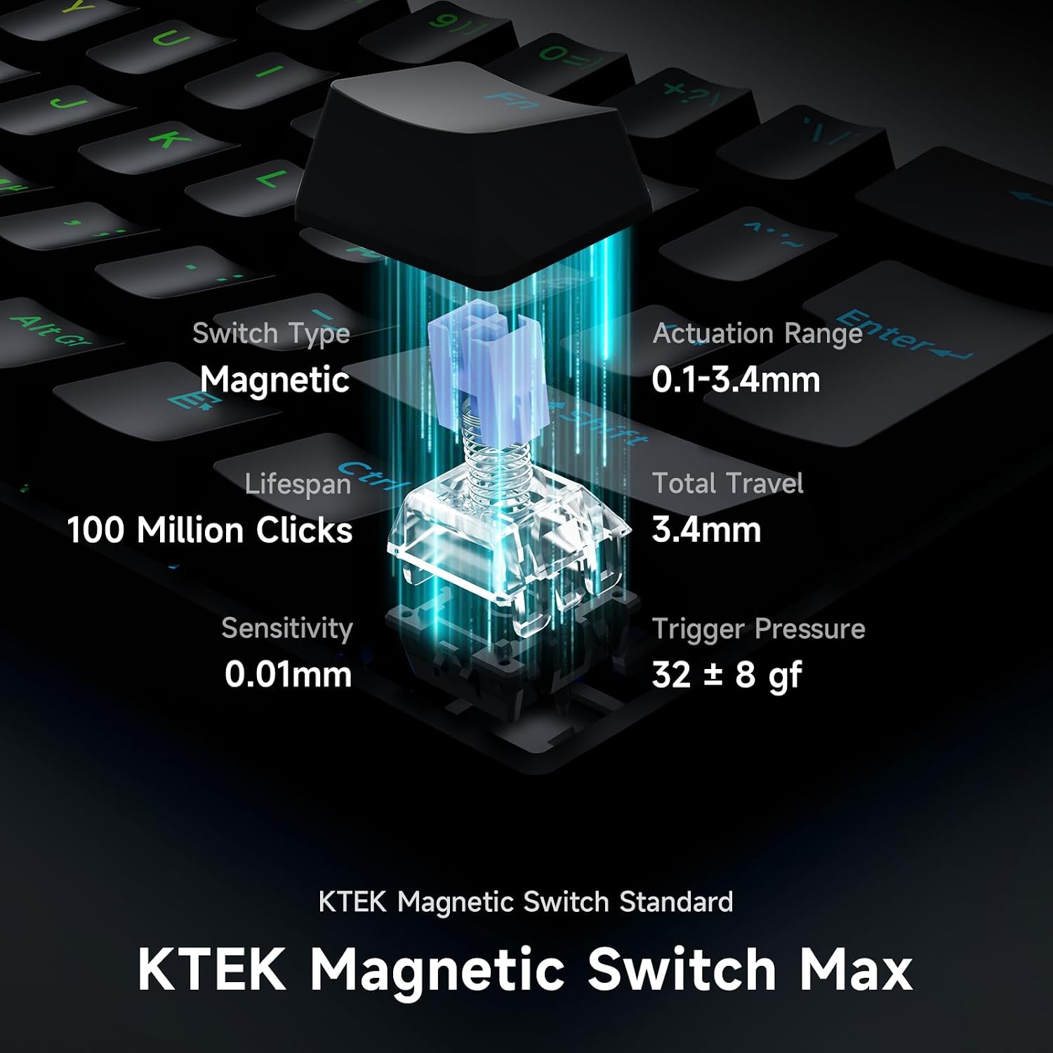 Detalle de MCHOSE Ace 60 Hall-Effekt 8000Hz Rapid Trigger – 60% Gaming-Tastatur mit Magnet-Switch