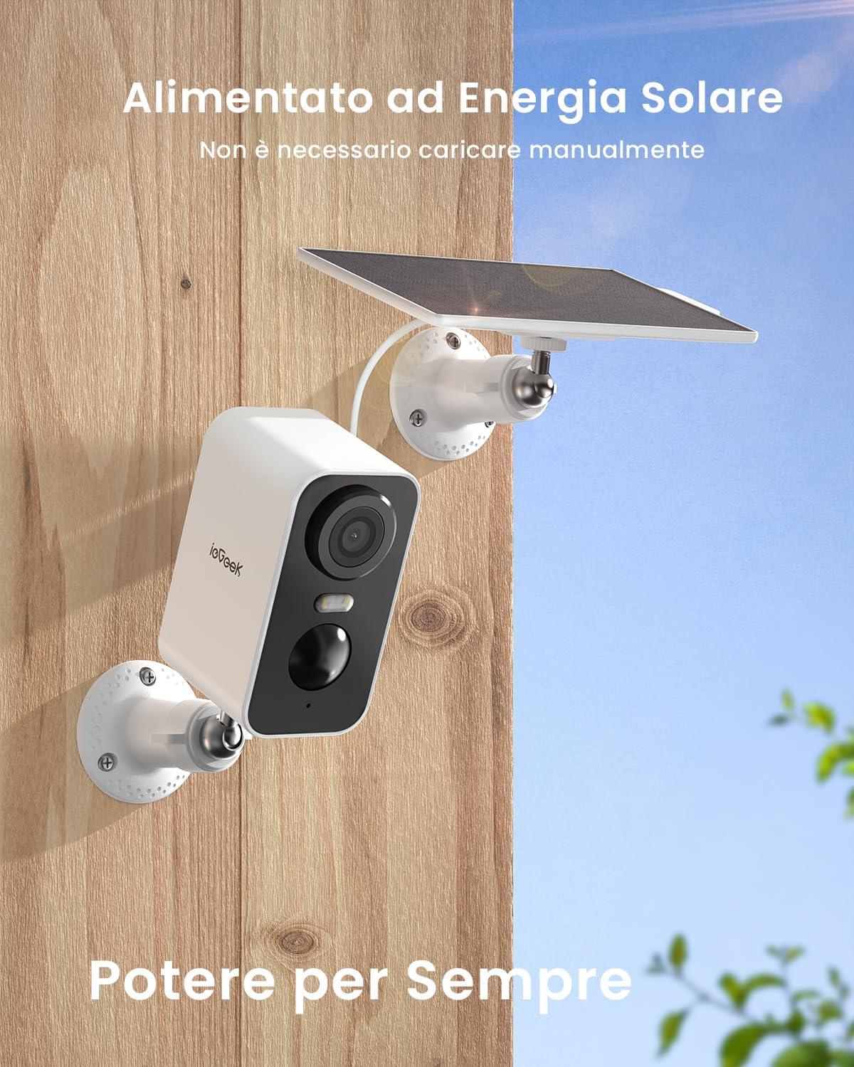 Thumbnail 2 de ieGeek 2K Telecamera Wi-Fi Esterno con Pannello Solare: Sorveglianza senza fili, impermeabile IP66