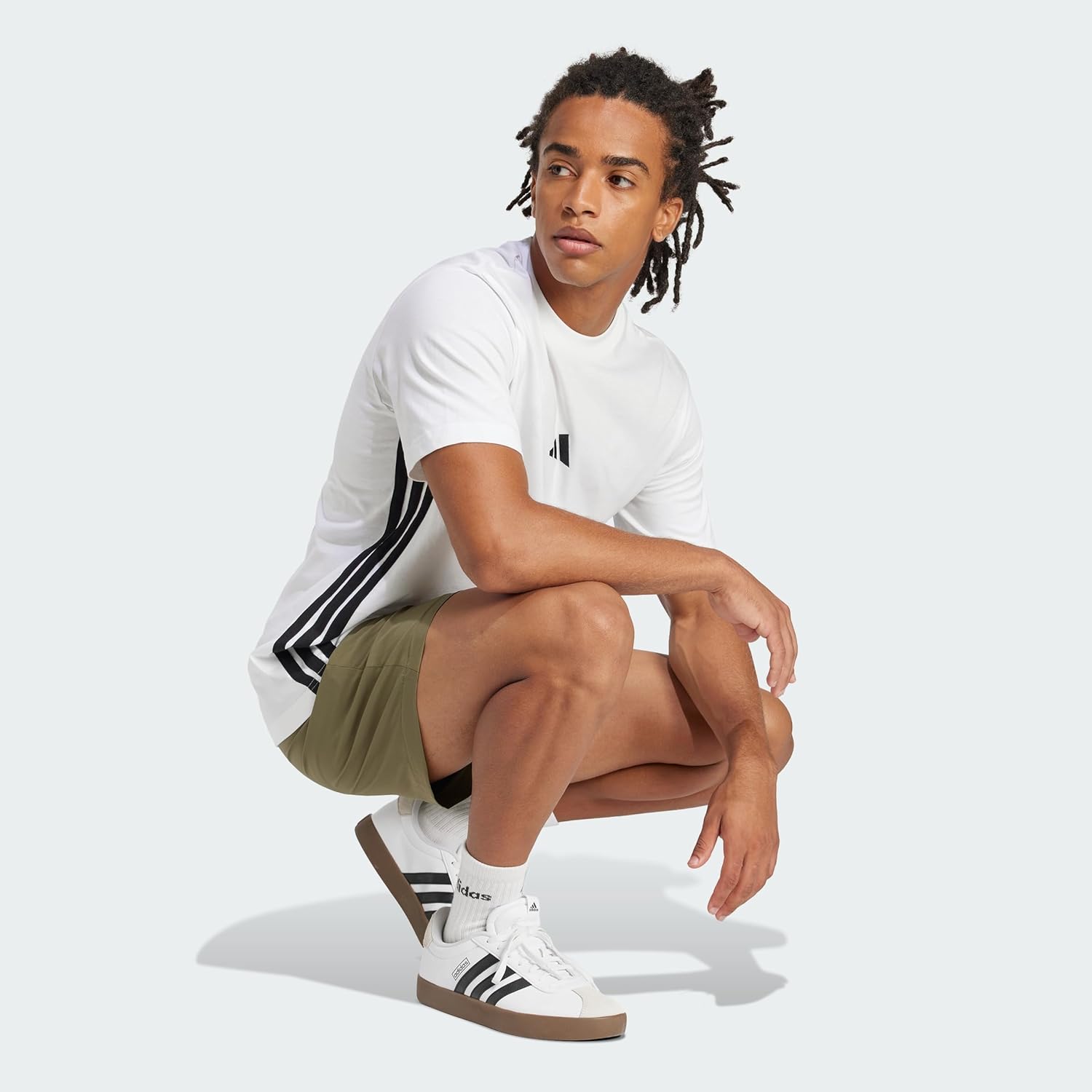Thumbnail 3 de Adidas Herren Essential Three Stripes Single Jersey Tee – klassischer Rundhals, 100% Baumwolle