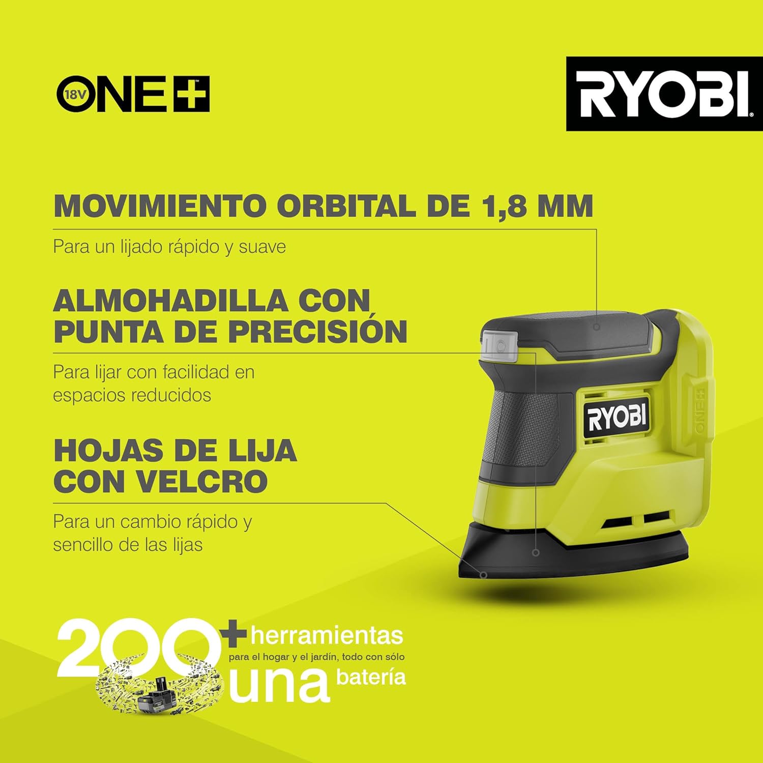 Detalle 2 de Ryobi RPS18-0 corner palm sander 18V