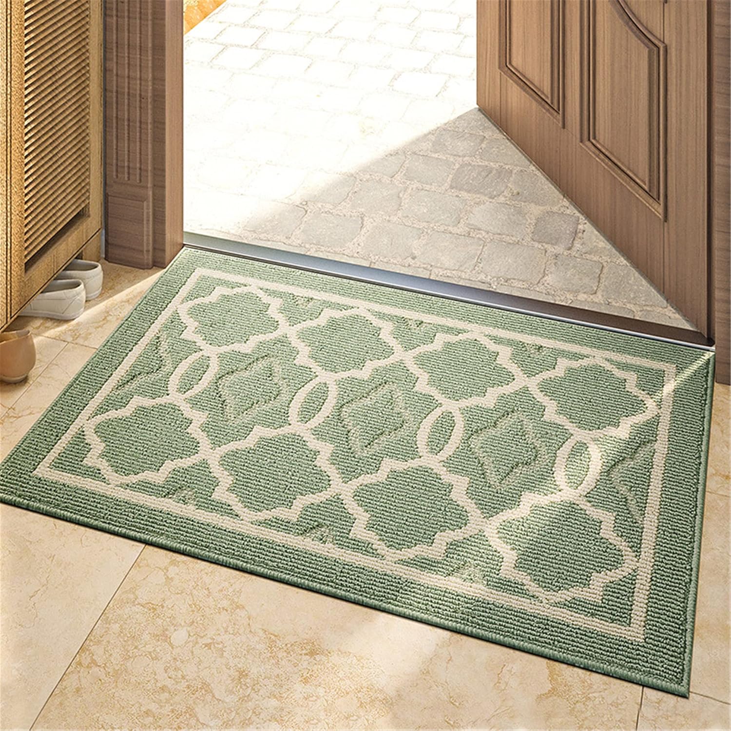 Thumbnail 5 de THRILRUG Indoor Door Mat 60x90cm – Green Trellis, Non-Slip, Absorbent & Machine Washable