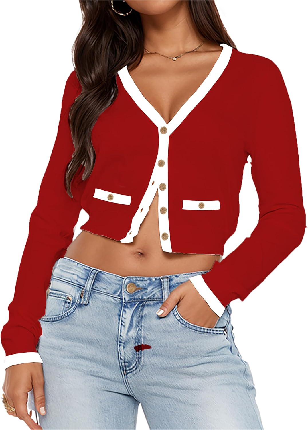 Thumbnail 6 de LACOZY women’s cropped open-front cardigan (V-neck, button-up knit jacket)