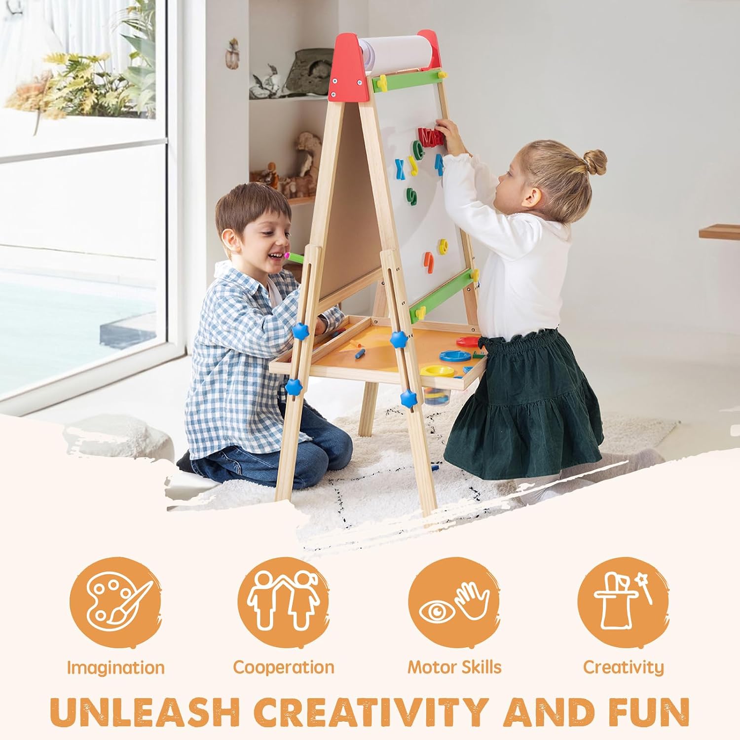 Detalle de Tiny Land Easel 39.5–46.2" Kids Art Station