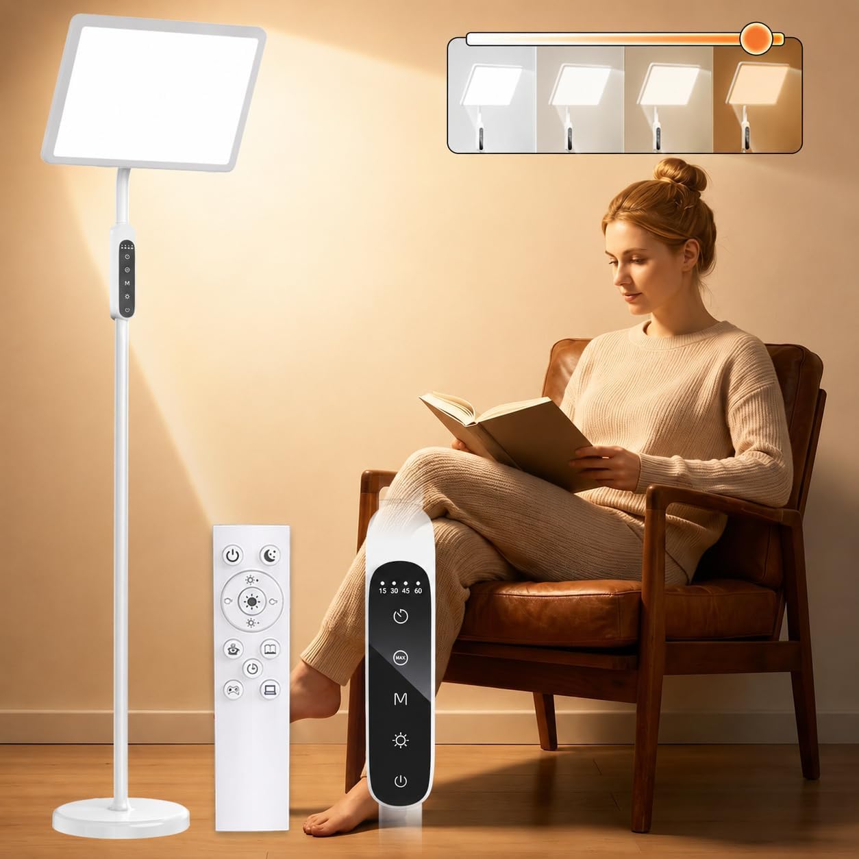 Detalle de samtoo CM022 Full-Spectrum UV-Free Sun Lamp with Remote and Adjustable Height