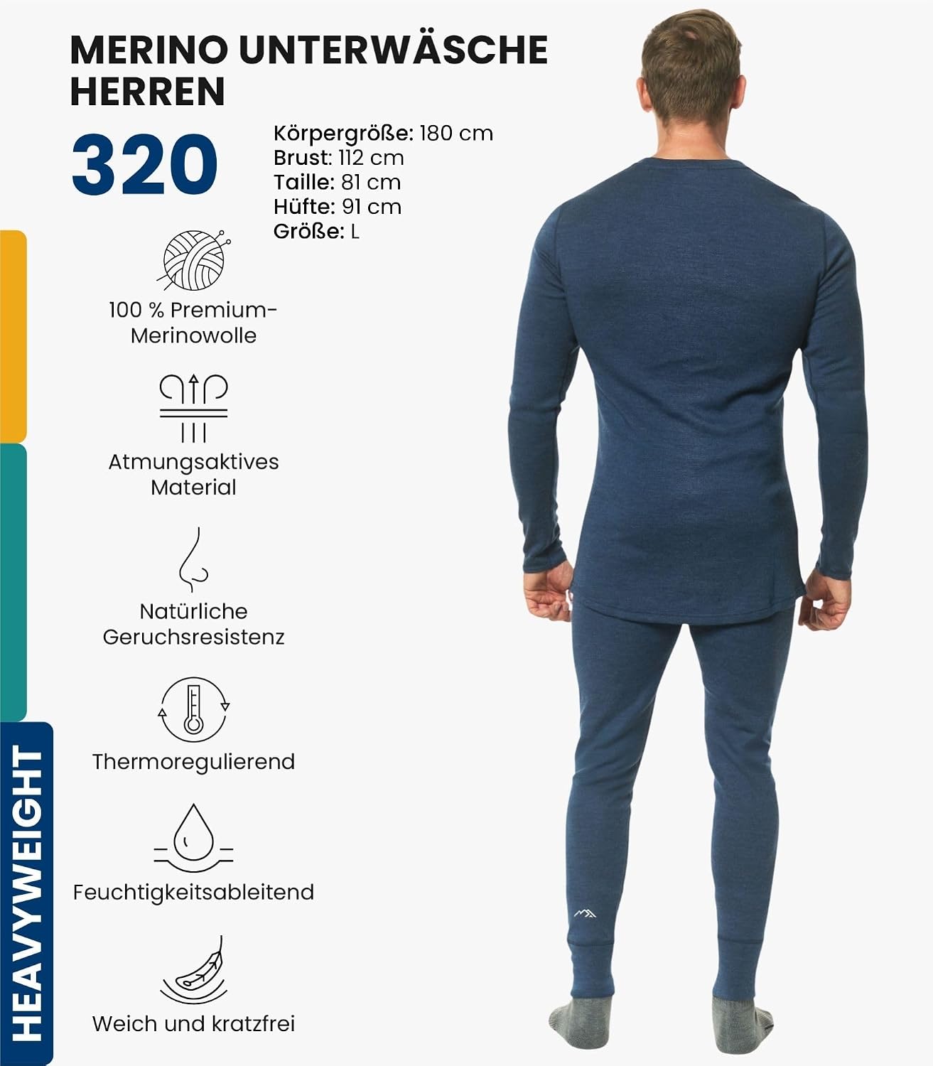 Detalle 2 de Merino.tech Merino Unterwäsche Set Herren