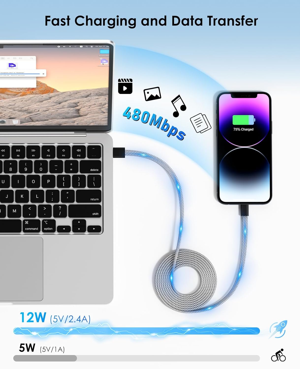 Thumbnail 2 de Magnetic Coil Lightning Cable 1.5M ⚡ Carga Rápida para iPhone