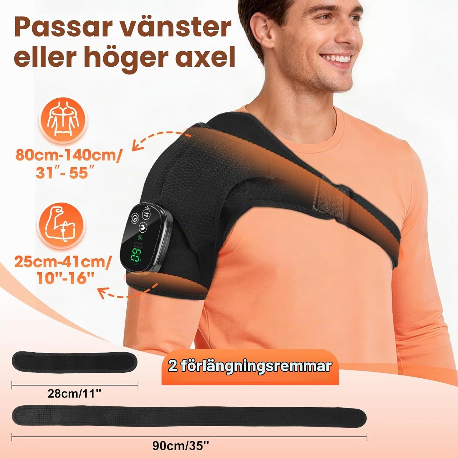 Detalle de DYMROGE axelmassagekudde med värme, vibration och uppladdningsbart 5 000 mAh-batteri