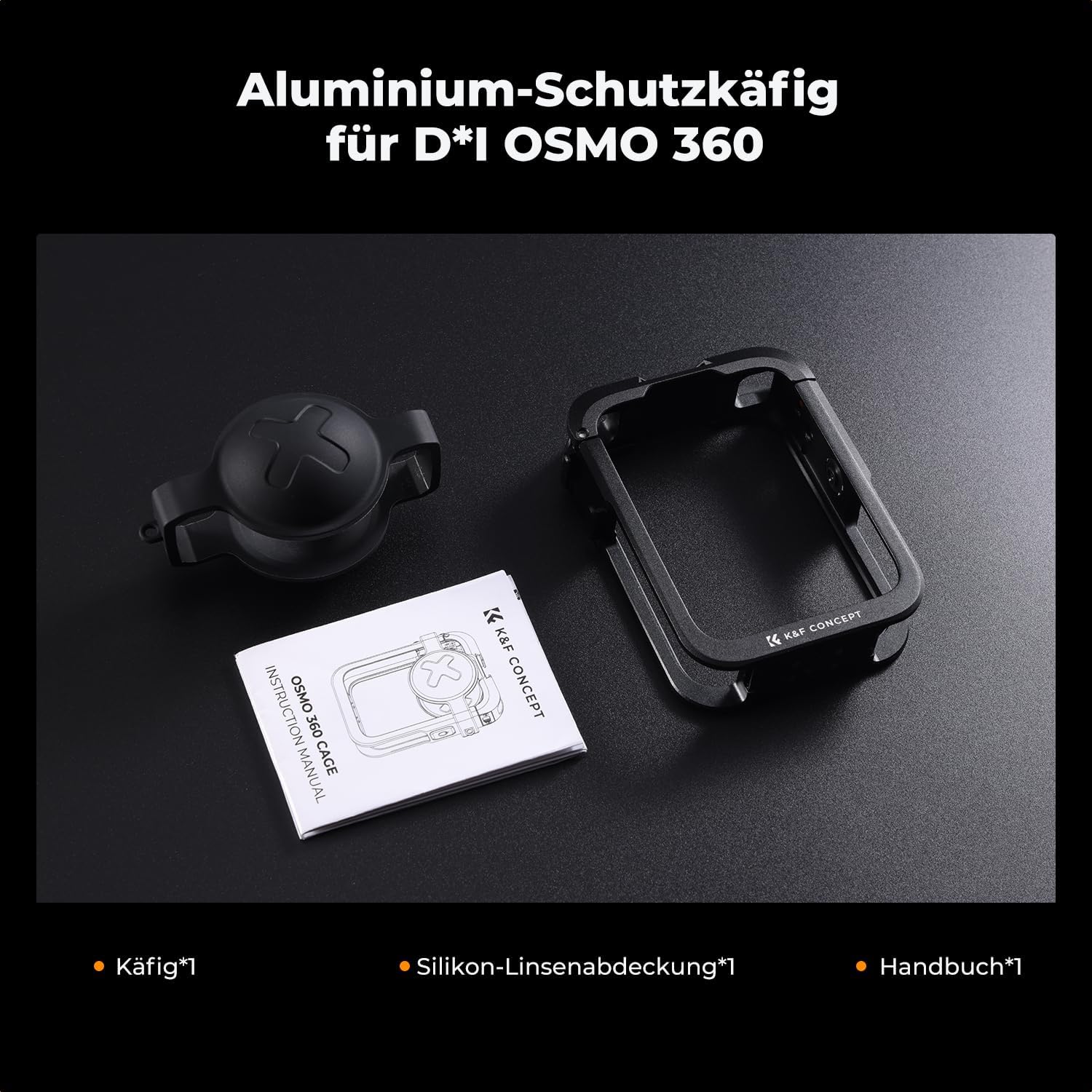 Thumbnail 6 de K&F CONCEPT Kamerakäfig für DJI Osmo 360 – Aluminium-Schutzgehäuse mit Silikon-Objektivabdeckung