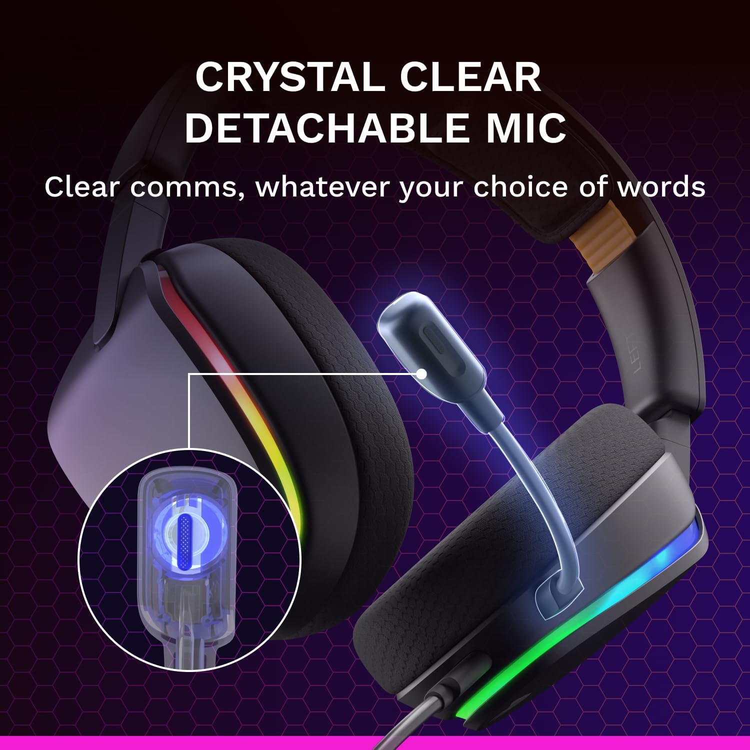 Thumbnail 3 de GLORIOUS GHS Eternal RGB Stereo RGB Gaming Headset with Detachable Mic (USB-C, PC/PS5/PS4/Switch) - Black