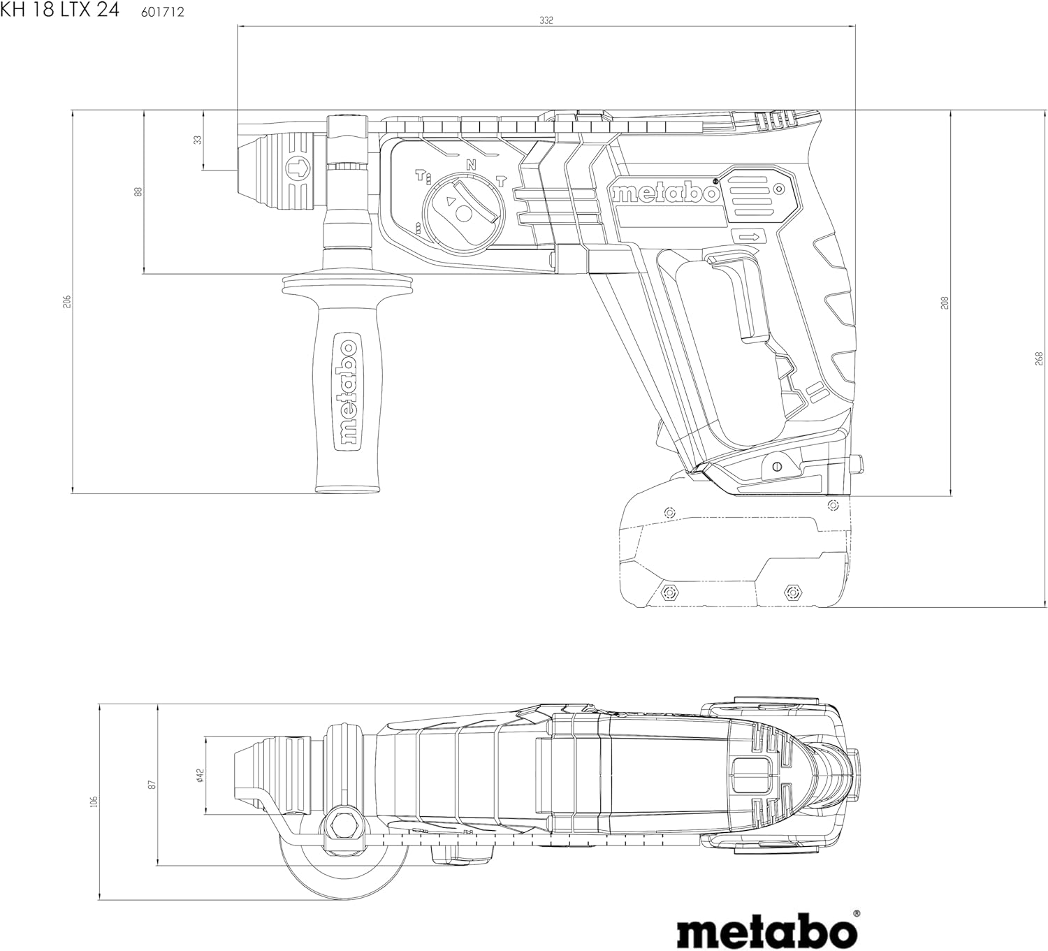 Thumbnail 1 de Metabo KH 18 LTX 24 18 V martello combinato a batteria SDS-plus (601712840) – senza batteria e caricabatterie