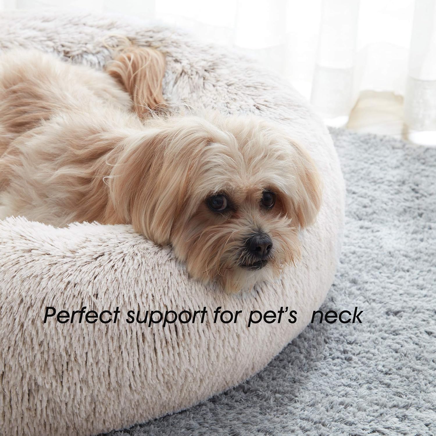 Detalle de WESTERN HOME WH LBUS20CB68LCXL= 27-Inch Calming Donut Dog Bed, Faux Fur