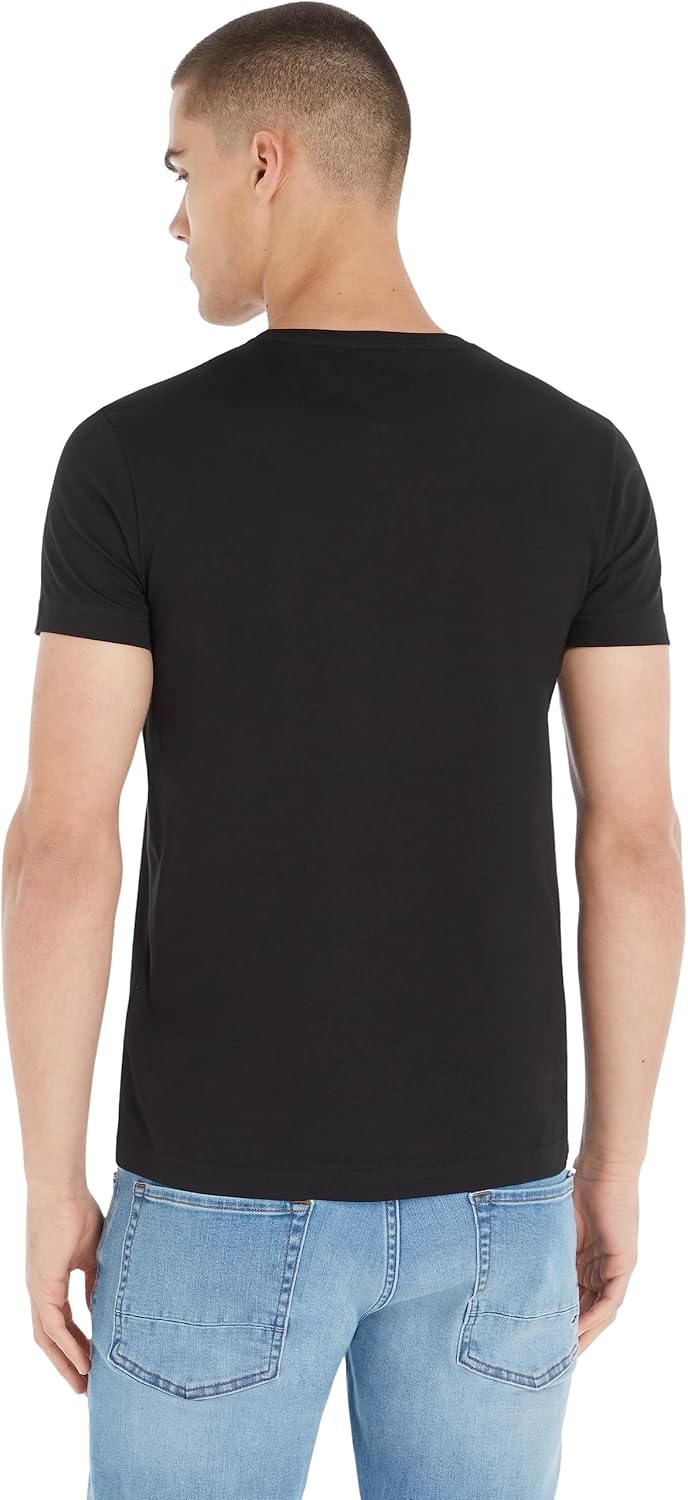 Detalle de Tommy Hilfiger Uomo T-Shirt Maniche Corte Core Stretch Slim Fit Nero M