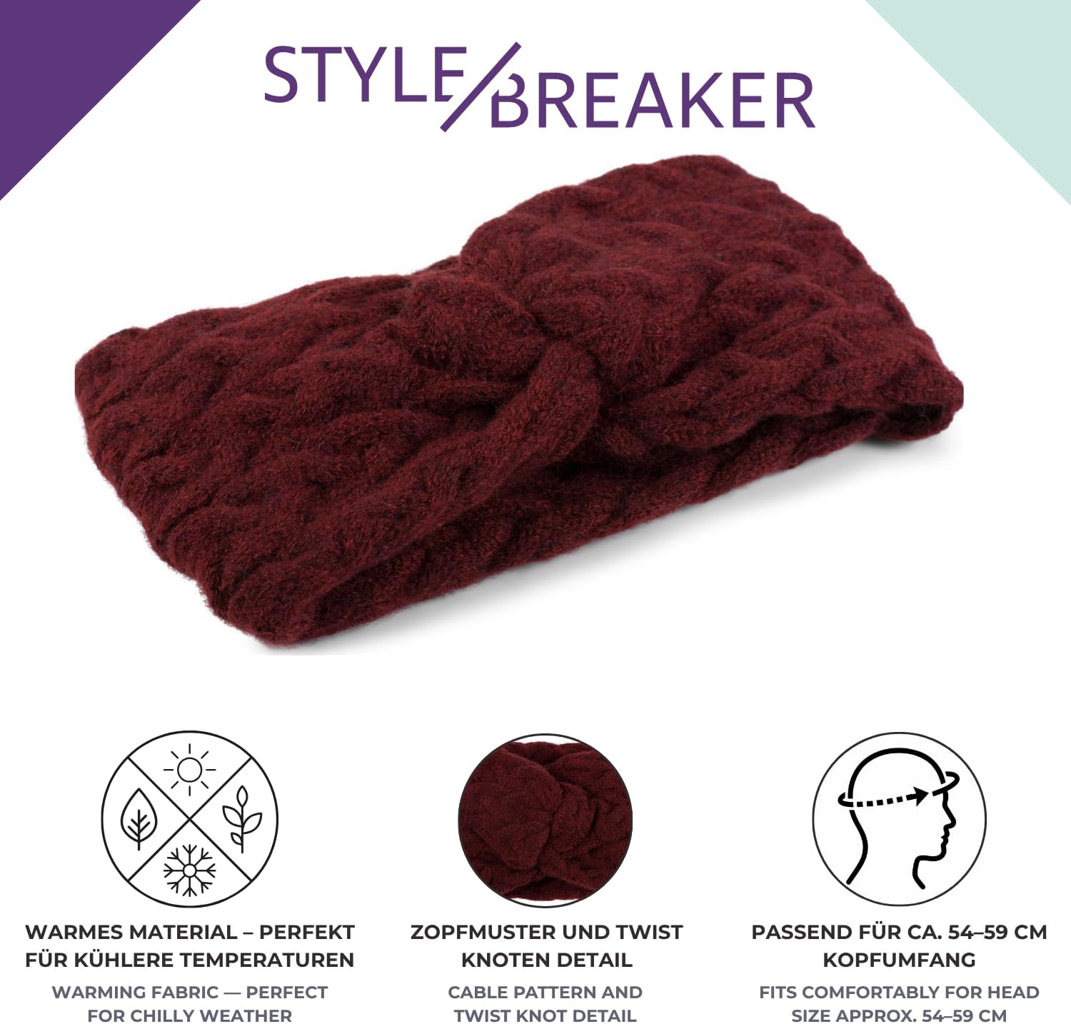 Thumbnail 2 de styleBREAKER Fascia per la fronte beige 19 cm