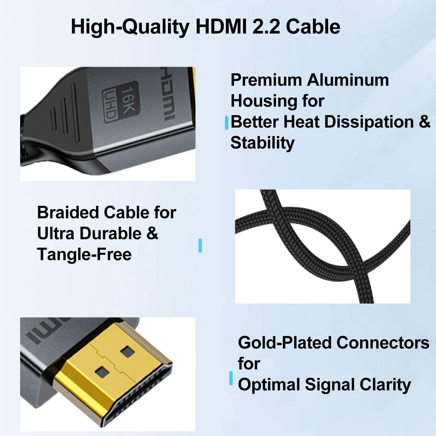 Thumbnail 5 de Angusplay HDMI 2.2 16K cable (1m, 96Gbps) – HDCP 2.3, HDR10 & 8K/120Hz for PS5, Xbox Series X|S