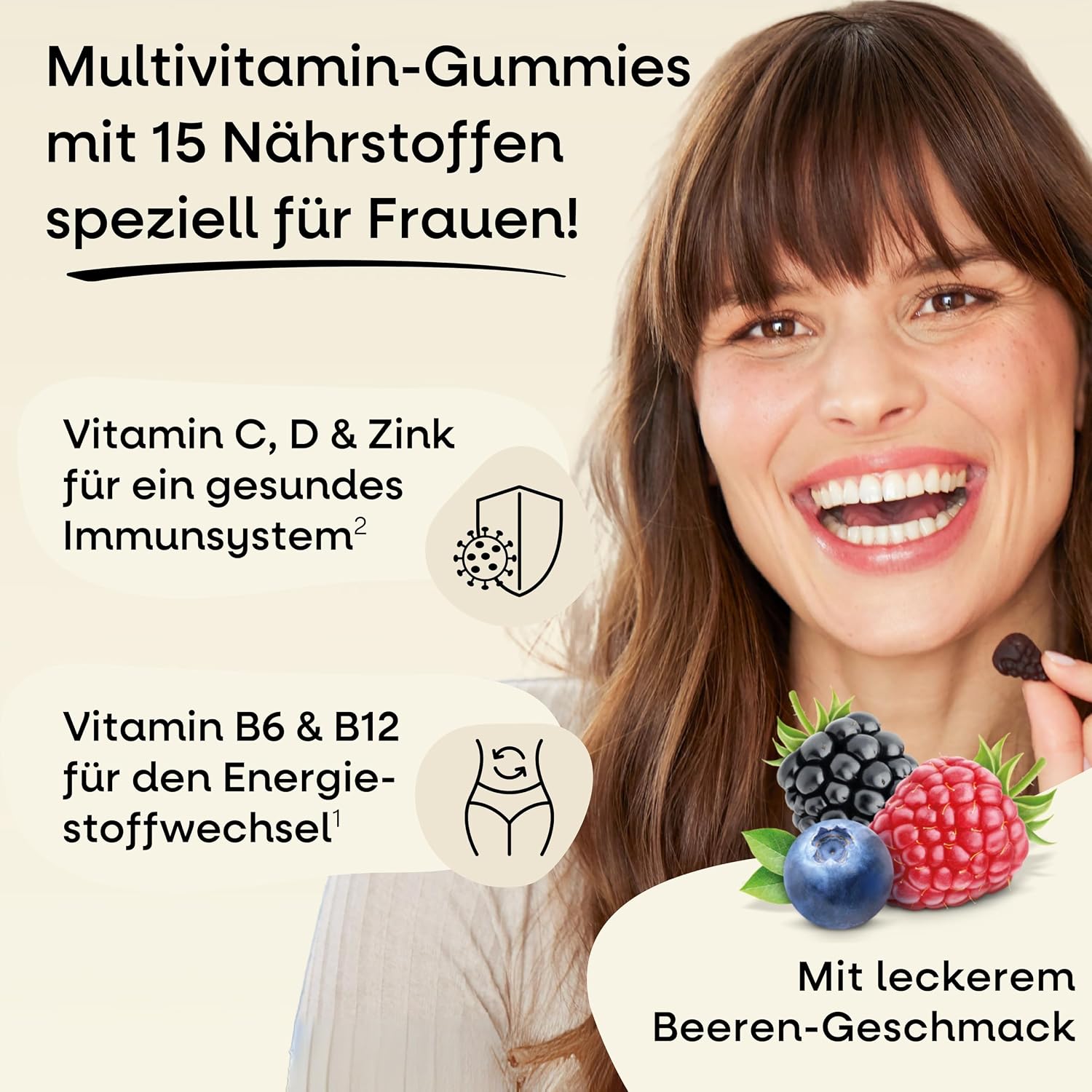 Detalle de Multivitamin Gummibärchen 60 Stk für Frauen 🍬