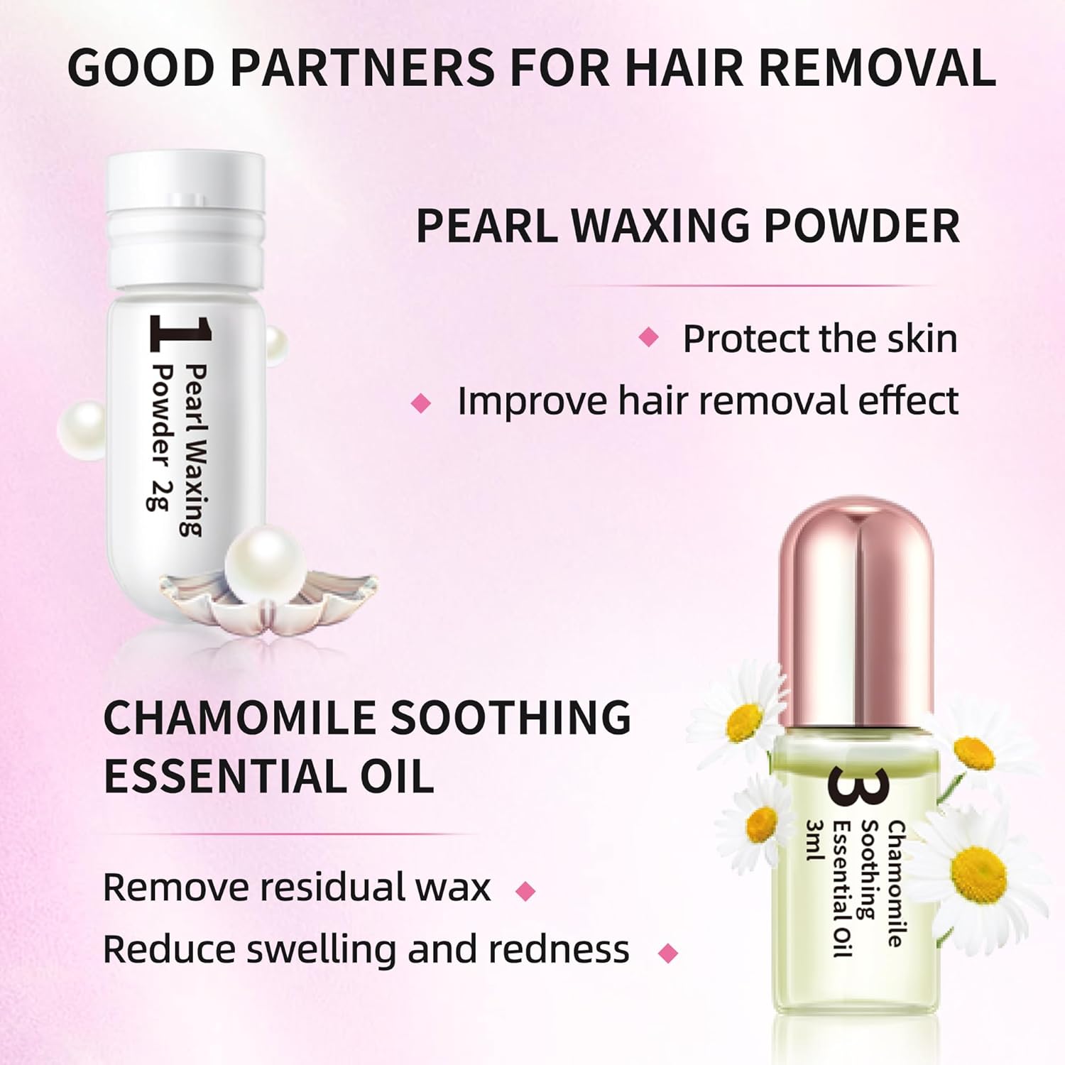 Detalle de Strisce di Cera Depilatorie per Sopracciglio Beauty7 – confezione da 24 strisce con polvere di perle e olio di camomilla